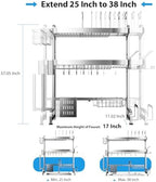 Over The Sink Dish Drainer Drying Rack 3 Tier Adjustable Width - Image 3