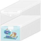 Sooez 50 Pack Plastic Envelopes Poly Envelopes, Clear Document Flie Folders US Letter A4 Size File Envelopes with Label Pocket for School Home Work Office Organization, Clear by Sooez
