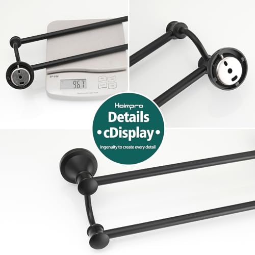 Hoimpro Double Towel Bar Towel Rack for Bathroom Holder Wall Mounted Black - Image 7