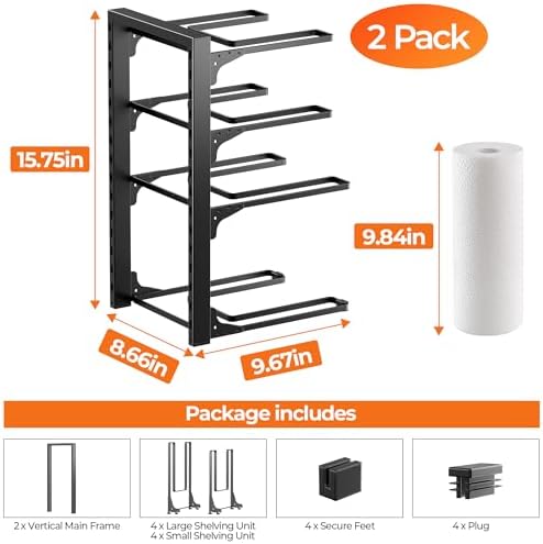 MUDEELA Pot and Pan Organizer Under Cabinet 15.75", 4-Tier Pot Rack, 2 Pack - Image 7