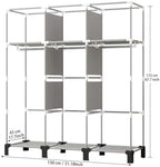 Portable Non-Woven Fabric Wardrobe, 3 Hanging Rods & Multi Tier Storage Shelves, 18 Side Pockets Clothes Closet Organizer, 130×45×172cm for Bedroom Dorm Living Room (Gray) - Image 3