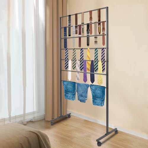 7 Tiers Rolling Display Tie & Scarf Rack Towel Belt Hanger - Image 4