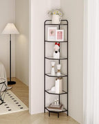 Hzuaneri Corner Shelf Stand, 6-Tier Glass Bookshelf Bookcase, Plant Stand - Image 6