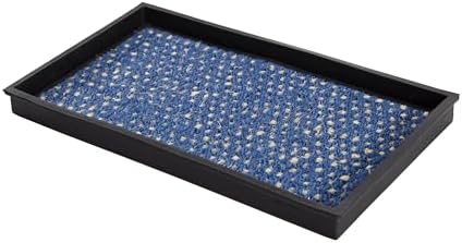 Anji Mountain Heavy Duty Waterproof Rubber Shoe Storage Mat Organizer/Boot Storage Multi Use for Entryway with Coir, Blue and Ivory Insert, Fits 2 Pair (24.5" Wide) by AnjiMountain