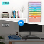 8 Pockets Mesh Hanging Wall File Holder Organizer Wall Mounted Paper Magazine Rack, Silver - Image 5