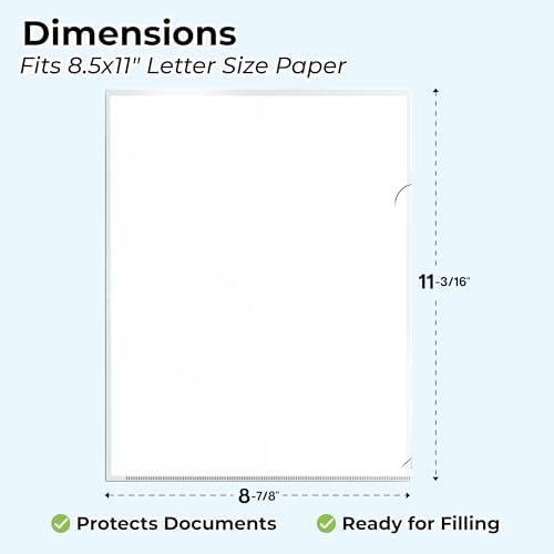 Dunwell Clear Folders for Documents, Plastic 8.5x11 File Sleeves, 60 Pack - Image 2