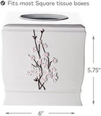 Vanda Cherry Blossom White Square Resin Tissue Box Cover with Bottom Slider - Image 2