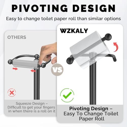 Black Toilet Paper Holder Stand Stainless Steel & Stable Weight Base - Image 3