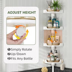 360°Rotating Corner Shower Caddy Organizer Tension Pole,Gold - Image 3