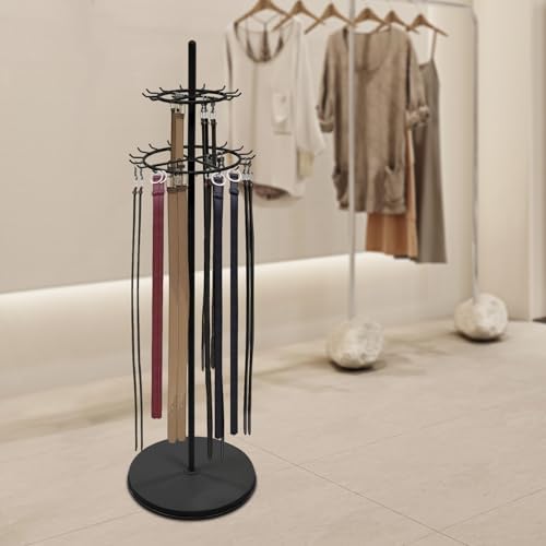 Floor Standing Belt Display, Iron Black Retail Tie Rack Scarf Hanger, Scarf Holder Belt Display Stand for Clothing Store Bedroom Business - Image 2