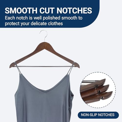 Amber Home 30 Pack Retro Wooden Coat Hangers, Wood Suit Hangers - Image 4