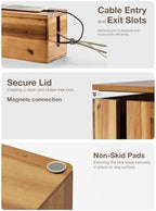 TIDITA 16" L Wooden Cable Management Box Round Edge, Magnetic Lid, Large - Image 3