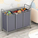 LINZINAR 3 Section Laundry Hamper, Grey Laundry Basket, 135L Laundry Sorter - Image 3
