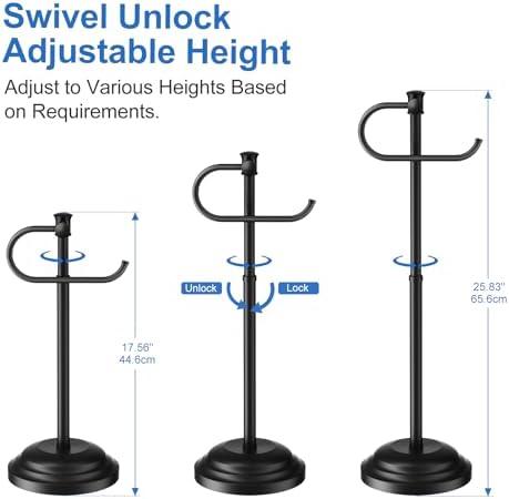 RUMOSE Toilet Paper Holder Stand for Floor Free Standing, Black - Image 2