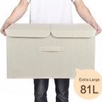 2 Pack Large Storage Boxes with Lids and Handles, Collapsible Linen Storage Bins Organizer Containers Baskets Cube with Removable Divider for Home Bedroom Closet Office (Grey, XL) - Image 5