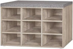 DINZI LVJ Shoe Storage Bench with Cushion, 31.5" Cubby Shoe Rack, 9 Cubbies by DINZILVJ