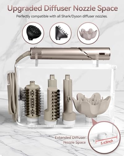 Affogato Storage Holder Compatible with Shark FlexStyle HD430C, Desktop Organizer for Storage Attachments, Acrylic Hairdryer Rack with Cord Hanger for Accessories Curlers Brushes Diffuser - Image 5