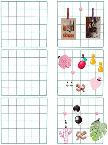 PATIKIL 12x12 in Wall Grid Panel, 6 Pack Wire Grid Panel Shelf Board Metal Gridwall Photo Pictures Display Hanging Organizer Mesh Frame Memo Board for Display DIY Craft Shows Home, Green by PATIKIL
