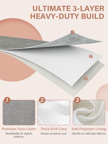 DULLEMELO Storage Baskets for Organizing, Rectangular Fabric Storage Bins Collapsible, Perfect for Shelves, Closets, Empty Gift Baskets (3-Pack Medium-15 inch X 11 inch X 9.5 inch , White&Grey) - Image 3