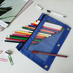 YoeeJob Binder Pouches for 3 Ring Binder, Pencil Pouch Pen Holder Case with Clear Window, Zipper Stationery Bag for School Class Office,24 Pack, Blue - Image 2