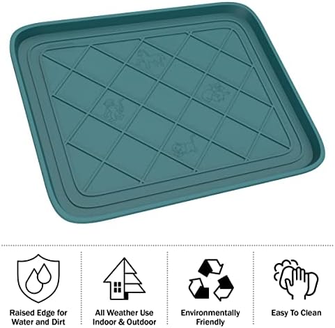 All Weather Boot Tray 4 Pack - Small Water Resistant Plastic Utility Shoe Mat for Indoor and Outdoor Use in All Seasons by Stalwart (Teal) - Image 4