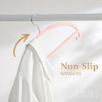 MIZGI 50 Pack Blush Pink Velvet Hangers - No Shoulder Bumps, Heavy Duty Non-Slip Chrome Hooks for Jackets, Coats, Pants - Image 4