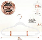 MIZGI Premium Velvet Pants Hangers with Clips (Pack of 20) Slim Skirt Hangers- Non Slip Felt Outfit Dress Hangers White - Copper/Rose Gold Hooks,Space Saving Shirt Clothes Hangers - Image 2