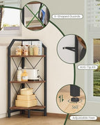 CHOEZON 3-Tier Corner Shelf, Industrial Corner Bookshelf, 35.4" Storage Stand, Plant Stand Display Shelf, Bookcase for Bedroom, Living Room, Home Office, Rustic Brown and Black TCJ03BF - Image 4