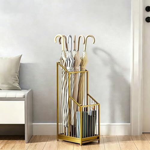 Elegant Metal Umbrella Storage Stand Rack Waterproof Entryway with Decorative, Durable Home & Hotel Entryway, Modern Home Decor, Office Entrance Stylish (Yellow) - Image 3