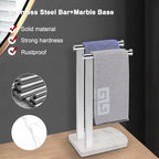 NearMoon Hand Towel Holder with Balanced Marble Base, SUS304 Stainless Steel Stand Towel Ring L Shape Hand Towel Rack Free-Standing Towel Bar for Bathroom Kitchen Countertop (Double Rod, Chrome) - Image 3