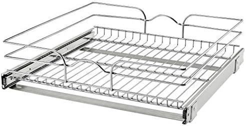 Rev-A-Shelf Steel Wire Pullout Drawer Organizer Shelf for Kitchen Cabinets, Slide Out Storage Basket, Min Opening Width of 20.5", 21" x 20", 5WB1-2120CR-1 by Rev-A-Shelf