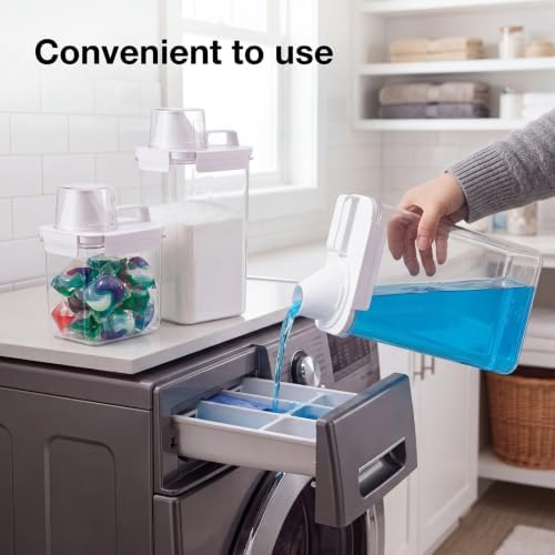 Laundry Detergent Dispenser 3 Pack 37oz 61oz 78oz Fabric Softener Dispenser Liquid Laundry Detergent Container for Scent Beads Bleach Powder Storage and Organization - Image 3