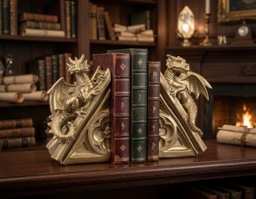 Bellaa Dragon Bookends, Set Vintage Decorative Book Ends 21503 - Image 6