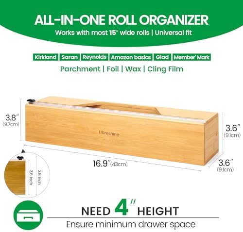 Libreshine Bamboo 15 Inch Parchment Paper Dispenser with Slide Cutter - Image 4