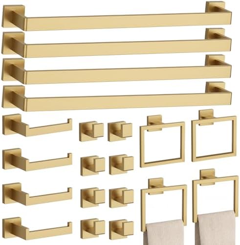 20-Piece Brushed Gold Bathroom Accessories Set 23.6 Inch Towel Bar Set. by PNWNNHInc