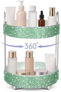 Honeydak Rotating Perfume Organizer Tray, 2 Tiers, Resin Diamond, Green by Honeydak