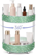 Honeydak Rotating Perfume Organizer Tray, 2 Tiers, Resin Diamond, Green by Honeydak