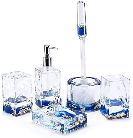 LOCCO DECOR 5 Piece Acrylic Liquid 3D Floating Motion Bathroom Vanity Accessory Set Shell by LoccoDecor