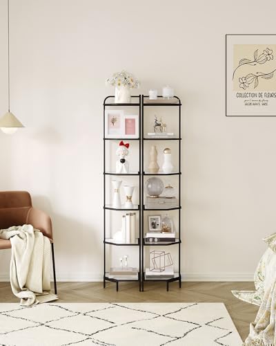 Hzuaneri Corner Shelf Stand, 6-Tier Glass Bookshelf Bookcase, Plant Stand - Image 5