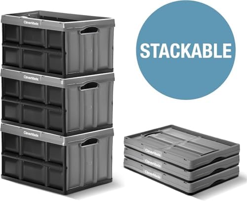 CleverMade Collapsible Storage Bins, 32L 3 Pack, 66 lb Stackable, Ocean - Image 6