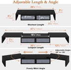 TEAMIX Wood Dual Monitor Stand Riser with Drawers-Length and Angle Adjustable Triple Monitor Stand with Storage Large Computer Riser for 2/3 Monitors/Laptops/PC/Printers - Image 4