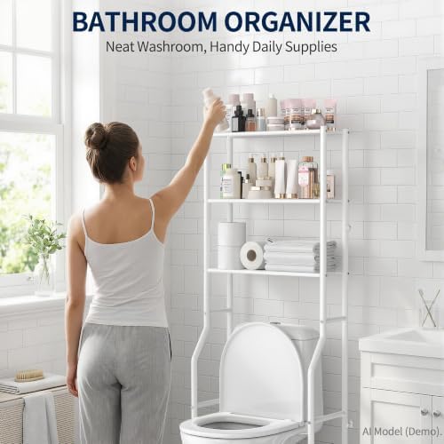 Livilord 3-Tier Over Toilet Storage, Anti-Wobble, White - Image 3