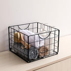 DINGTAI Metal Wire Basket Foldable Set of 4, Metal Bins for Organizing with PVC Sheet, 10.5x10.5in Wire Pantry Baskets Freezer Organizer Bins for Kitchen Closet Bathroom-Black - Image 6
