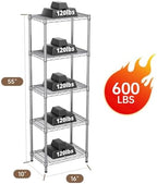 Golpart 5Tier Adjustable Storage Shelves Metal Wire Shelving Standing Shelf - Image 3