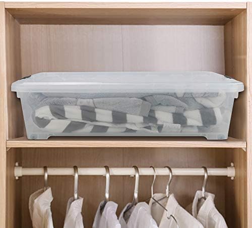 Asking 3-Pack 40 Quart Plastic Wheels Under Bed Storage Box with Lid, Clear - Image 5