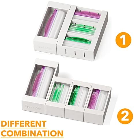 SpaceAid Bag Storage Organizer for Kitchen Drawer, Bamboo Organizer, Compatible with Gallon, Quart, Sandwich and Snack Variety Size Bag (4 Pack), White - Image 5