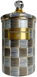 MACKENZIE-CHILDS Enamel Canister, Large, Gray-and-Bronze Sophisticheck by Unknown