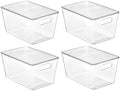 Vtopmart 4 Pack Clear Stackable Storage Bins with Lids and Handles, Large by Vtopmart