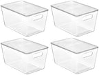 Vtopmart 4 Pack Clear Stackable Storage Bins with Lids and Handles, Large by Vtopmart