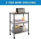 Guan River 3 Tier Wire Basket Shelf,Black,23.23" L x 13.11" W x 32.28" H - Image 4